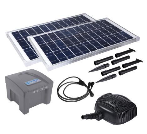 Solar Powered Pond Pump 3500L/hr + Backup Battery SPB70-801220D